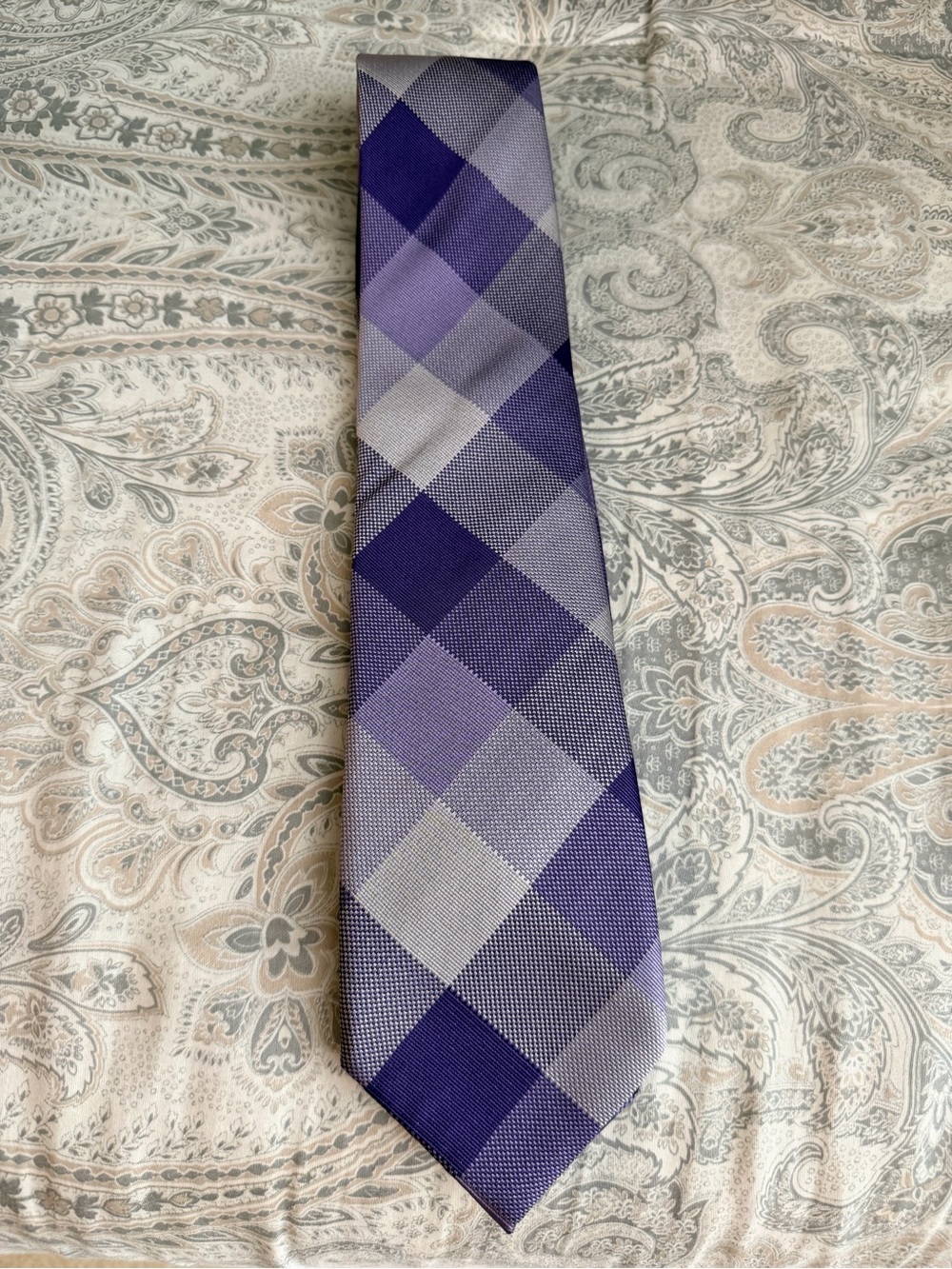 TOM FORD Men's Purple Plaid Dress Tie - Classic Purple Check Pattern